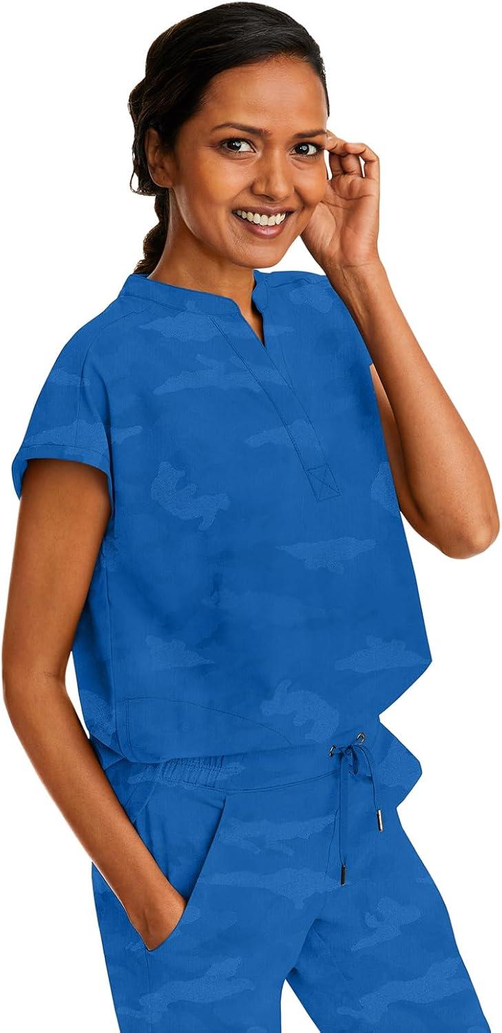 imageHealing Hands Scrub Top for Women Modern Fit Tee with 2 Pockets Moisture Wicking 360 Stretch and Quick Dry Fabric 2352Royal