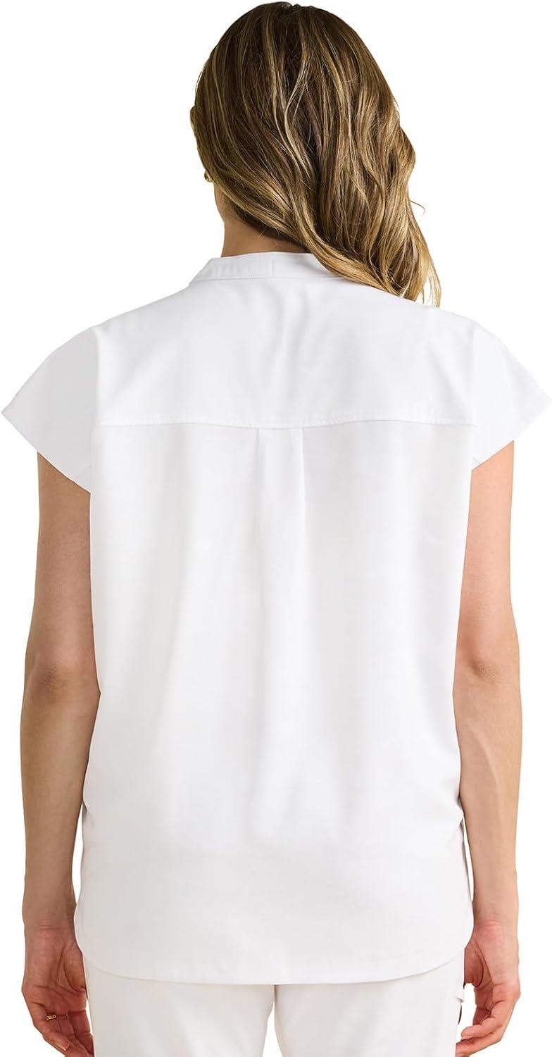 imageHealing Hands Scrub Top for Women Modern Fit Tee with 2 Pockets Moisture Wicking 360 Stretch and Quick Dry Fabric 2352White