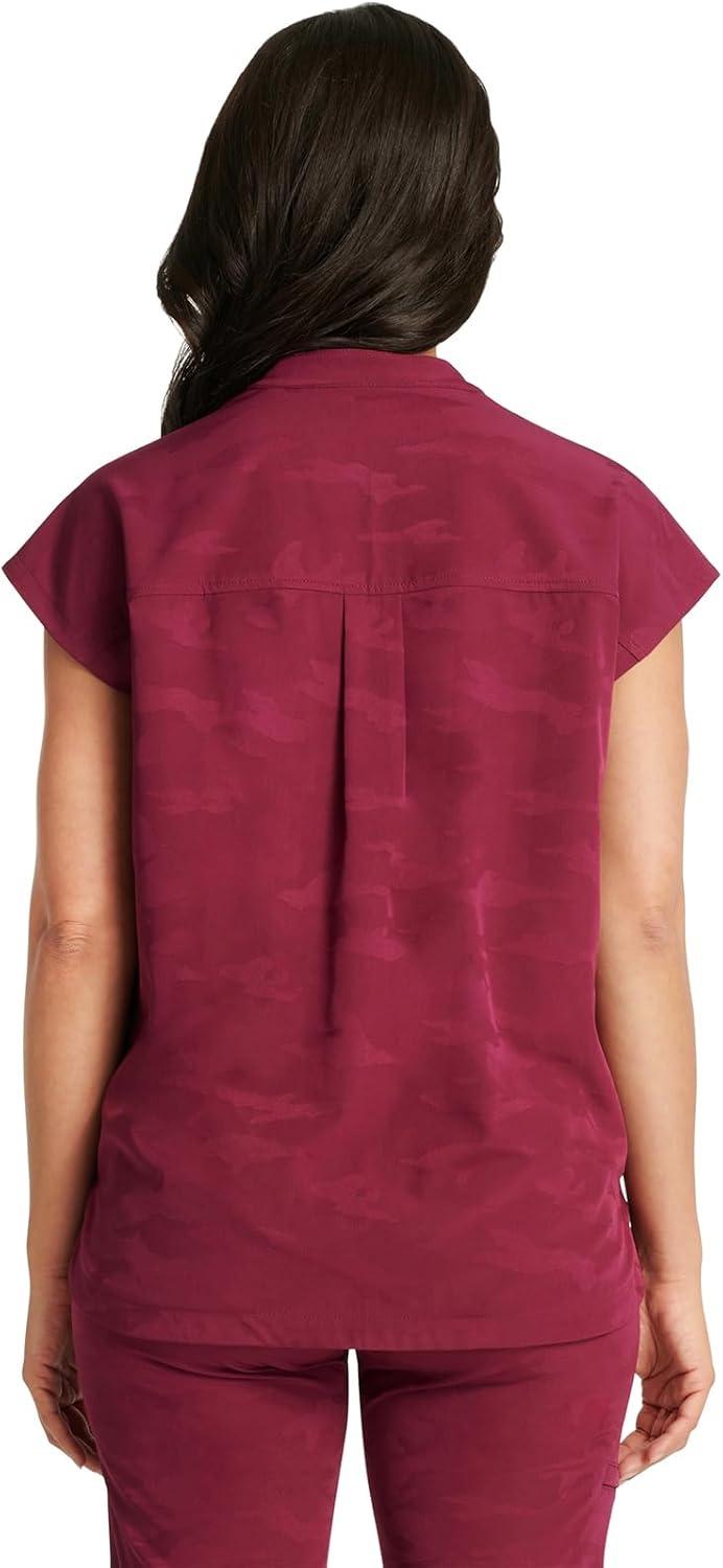 imageHealing Hands Scrub Top for Women Modern Fit Tee with 2 Pockets Moisture Wicking 360 Stretch and Quick Dry Fabric 2352Wine