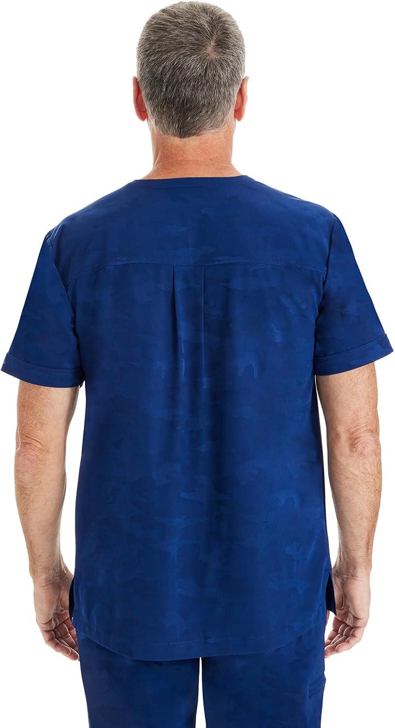 imageHealing Hands Scrubs for Men VNeck Scrub Top Jack Camo with Chest Pocket Moisture Wicking 360 Stretch amp Side Vents 2360Navy