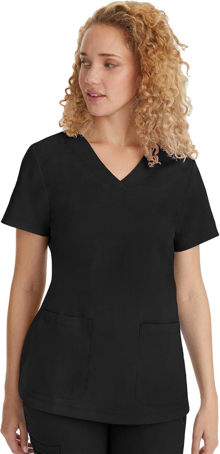 imageHealing Hands Scrubs for Women Jill Scrub Top VNeck Modern Fit with 2 Patch Pockets and 2Way Stretch Fabric 2320Black