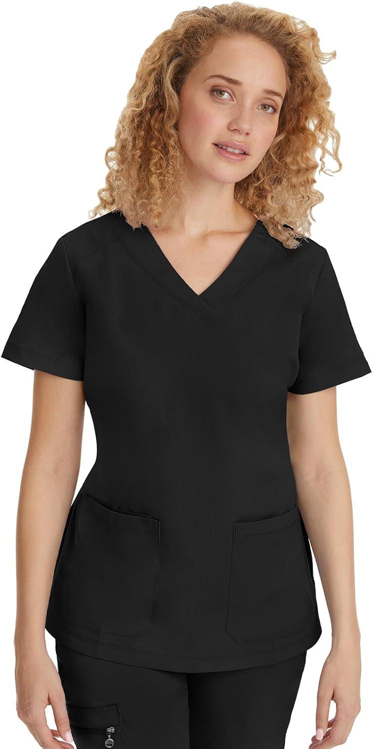imageHealing Hands Scrubs for Women Jill Scrub Top VNeck Modern Fit with 2 Patch Pockets and 2Way Stretch Fabric 2320Black