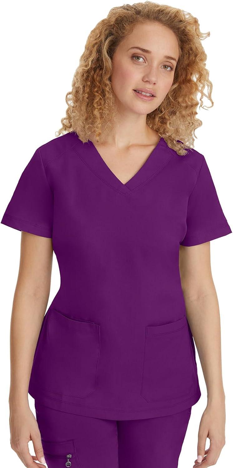 imageHealing Hands Scrubs for Women Jill Scrub Top VNeck Modern Fit with 2 Patch Pockets and 2Way Stretch Fabric 2320Eggplant