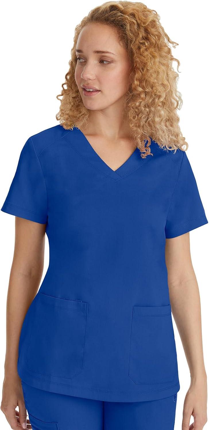 imageHealing Hands Scrubs for Women Jill Scrub Top VNeck Modern Fit with 2 Patch Pockets and 2Way Stretch Fabric 2320Galaxy Blue