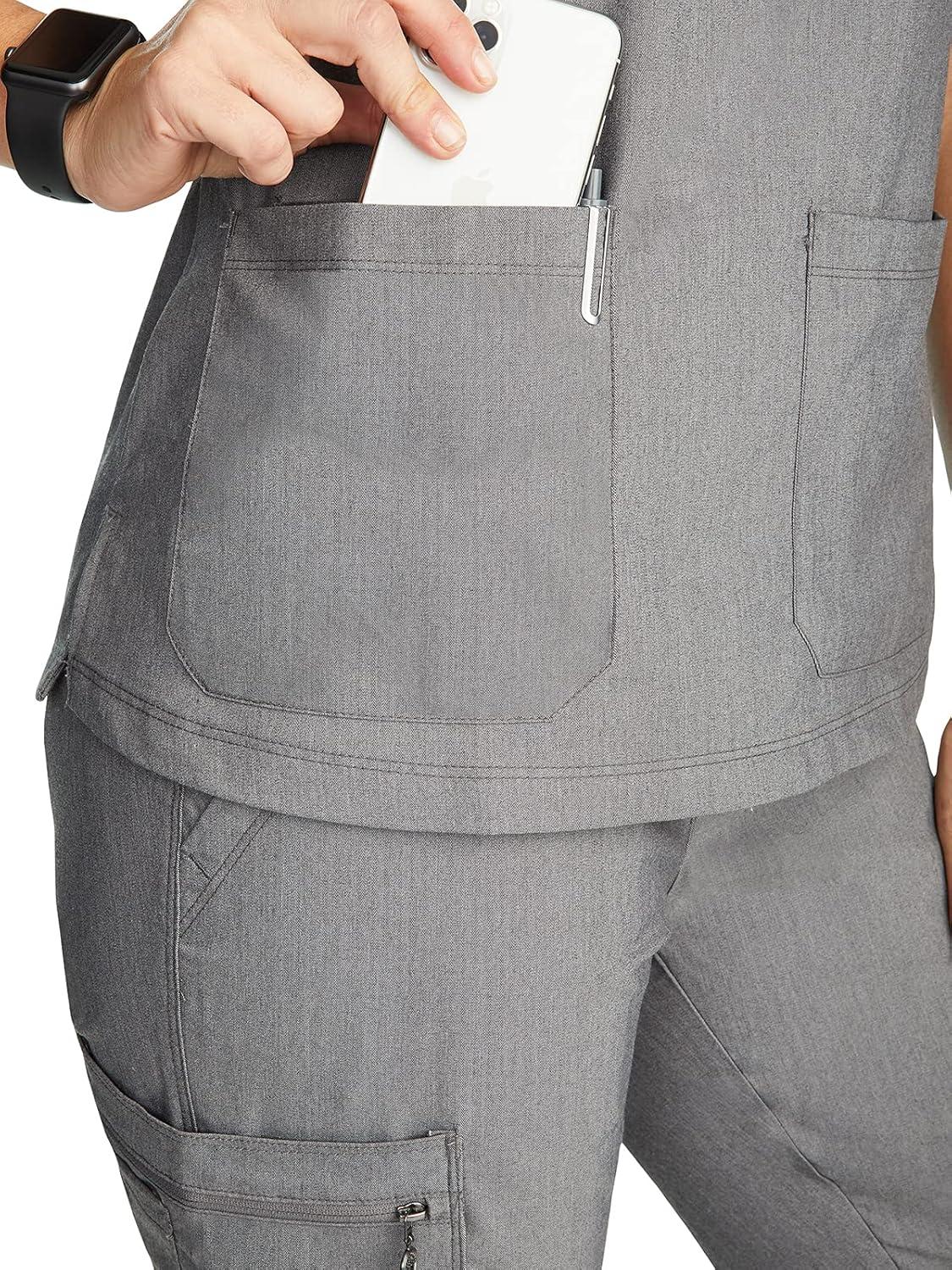 imageHealing Hands Scrubs for Women Jill Scrub Top VNeck Modern Fit with 2 Patch Pockets and 2Way Stretch Fabric 2320Heather Grey