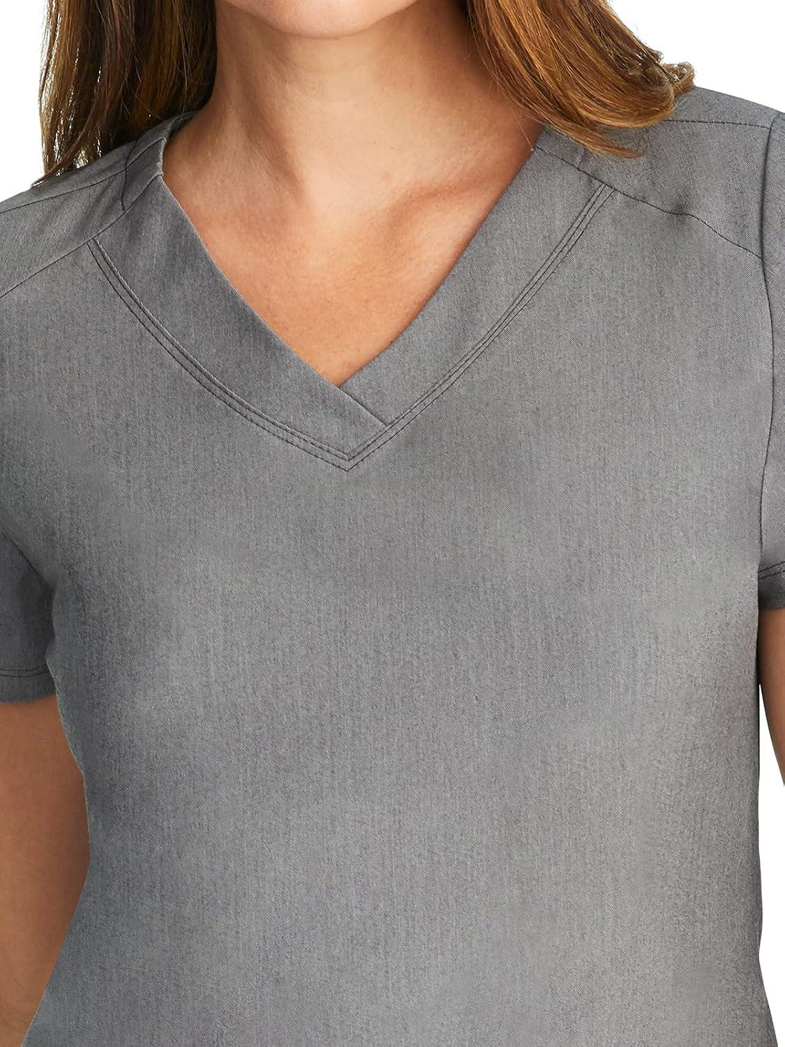 imageHealing Hands Scrubs for Women Jill Scrub Top VNeck Modern Fit with 2 Patch Pockets and 2Way Stretch Fabric 2320Heather Grey