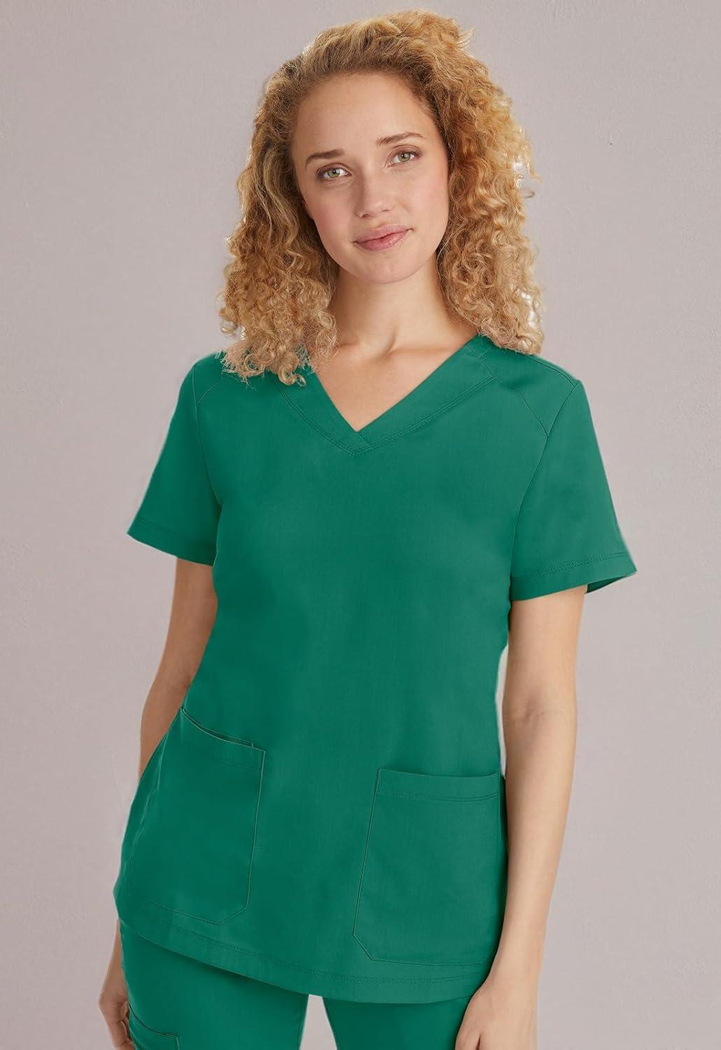 imageHealing Hands Scrubs for Women Jill Scrub Top VNeck Modern Fit with 2 Patch Pockets and 2Way Stretch Fabric 2320Hunter