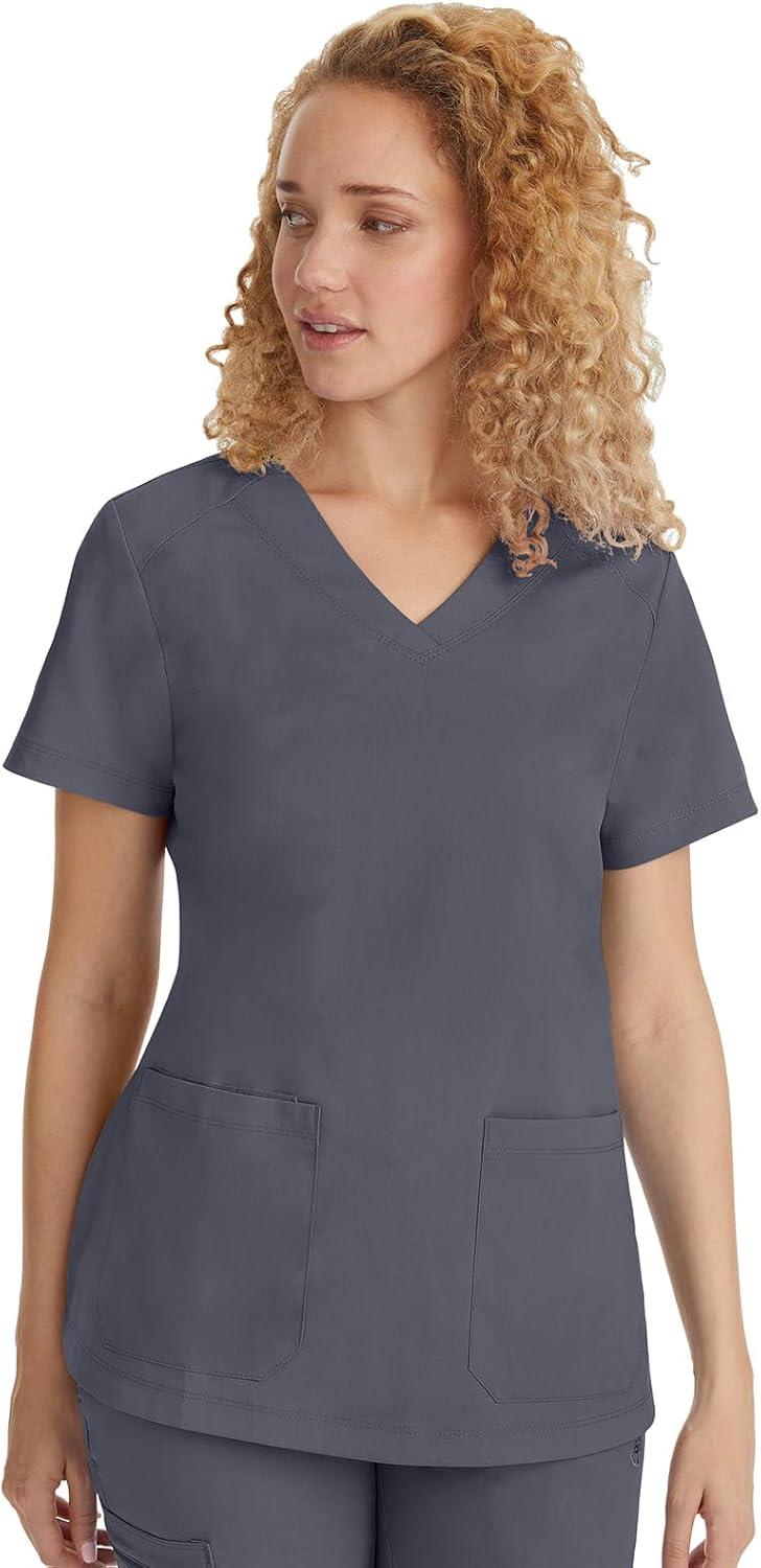 imageHealing Hands Scrubs for Women Jill Scrub Top VNeck Modern Fit with 2 Patch Pockets and 2Way Stretch Fabric 2320Pewter