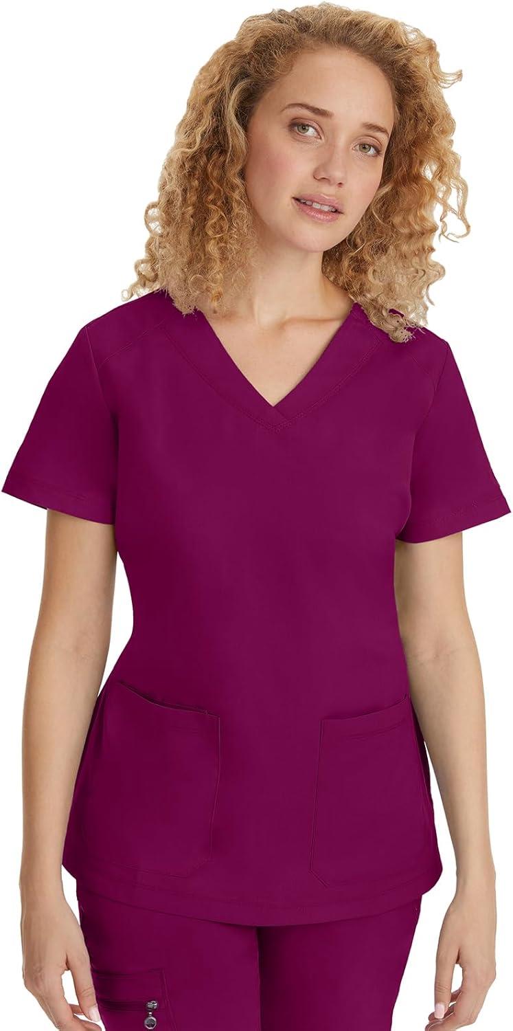 imageHealing Hands Scrubs for Women Jill Scrub Top VNeck Modern Fit with 2 Patch Pockets and 2Way Stretch Fabric 2320Wine