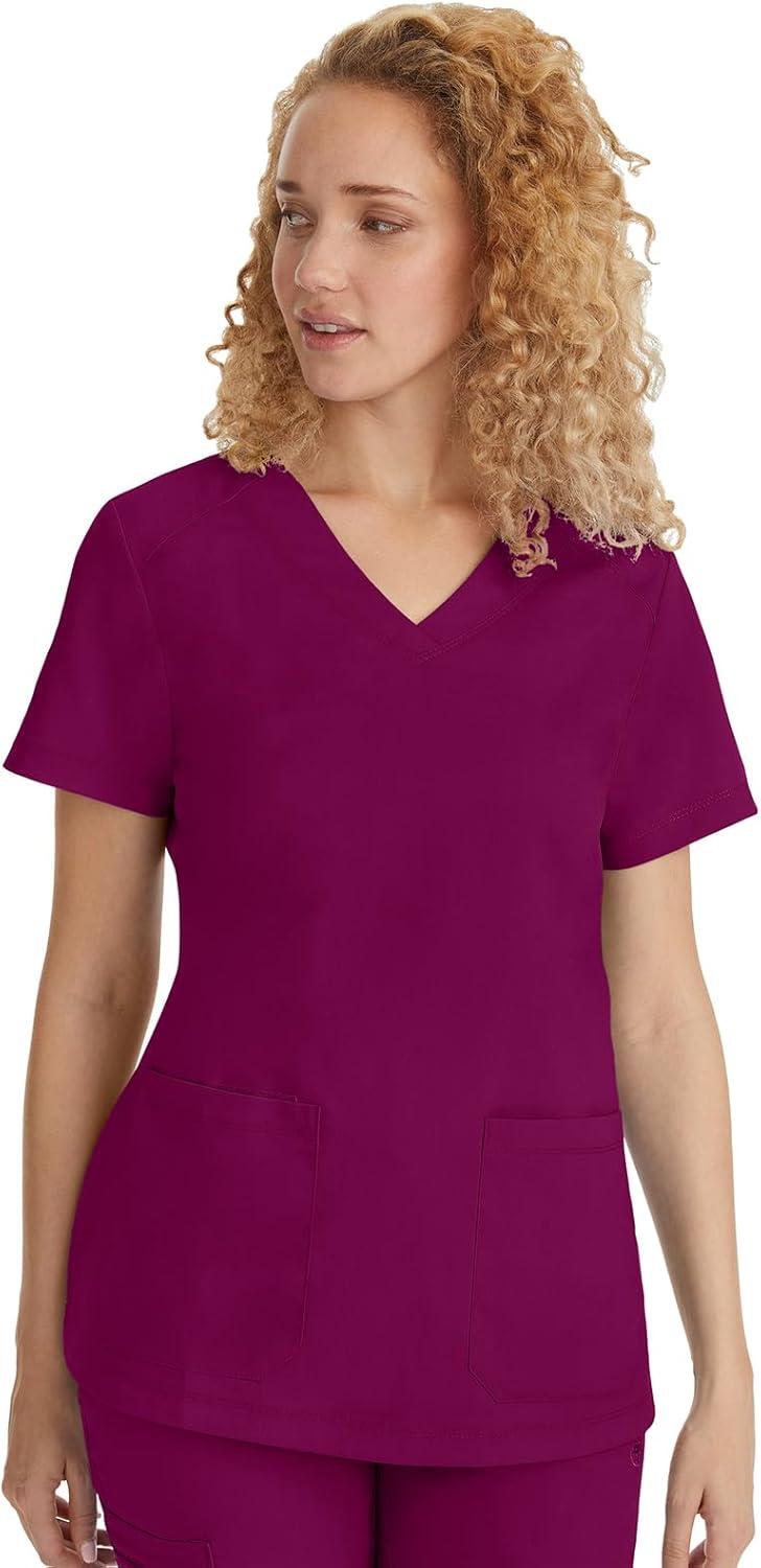 imageHealing Hands Scrubs for Women Jill Scrub Top VNeck Modern Fit with 2 Patch Pockets and 2Way Stretch Fabric 2320Wine