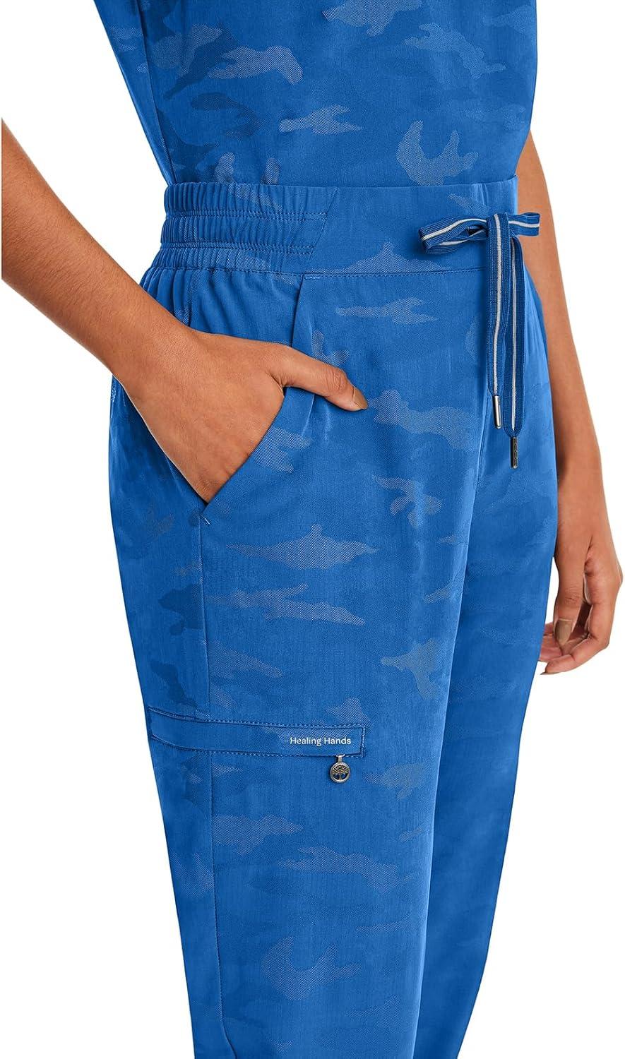imageHealing Hands Scrubs for Women Jogger Camo Pant Tate 5 Pockets Moisture Wicking Easy Care 360 Stretch Quick Dry 9350Royal