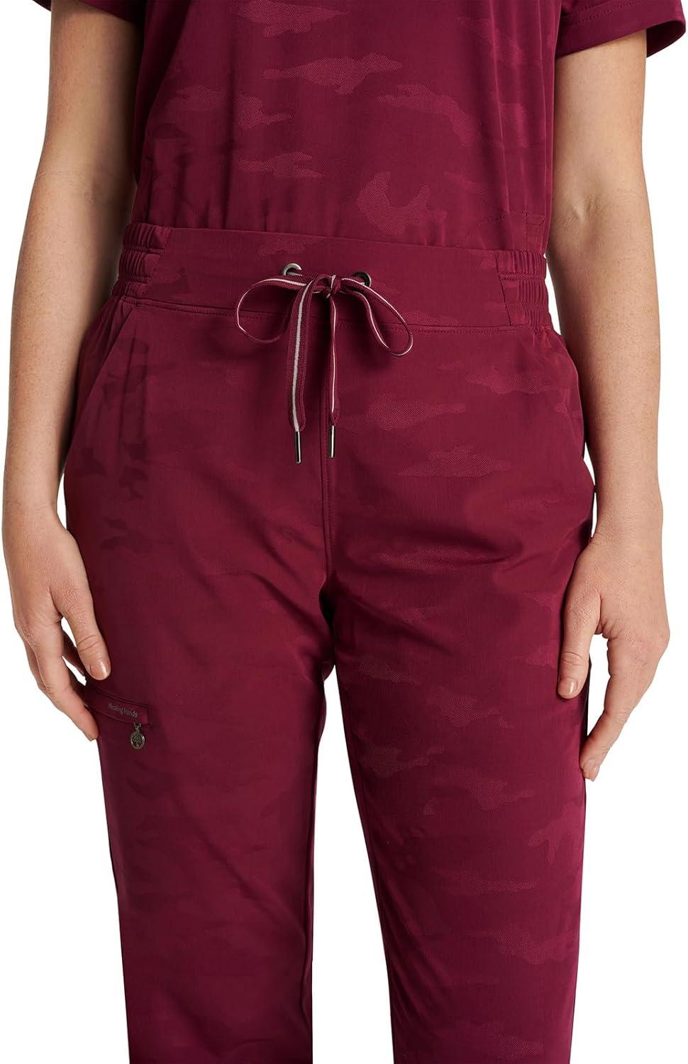 imageHealing Hands Scrubs for Women Jogger Camo Pant Tate 5 Pockets Moisture Wicking Easy Care 360 Stretch Quick Dry 9350Wine
