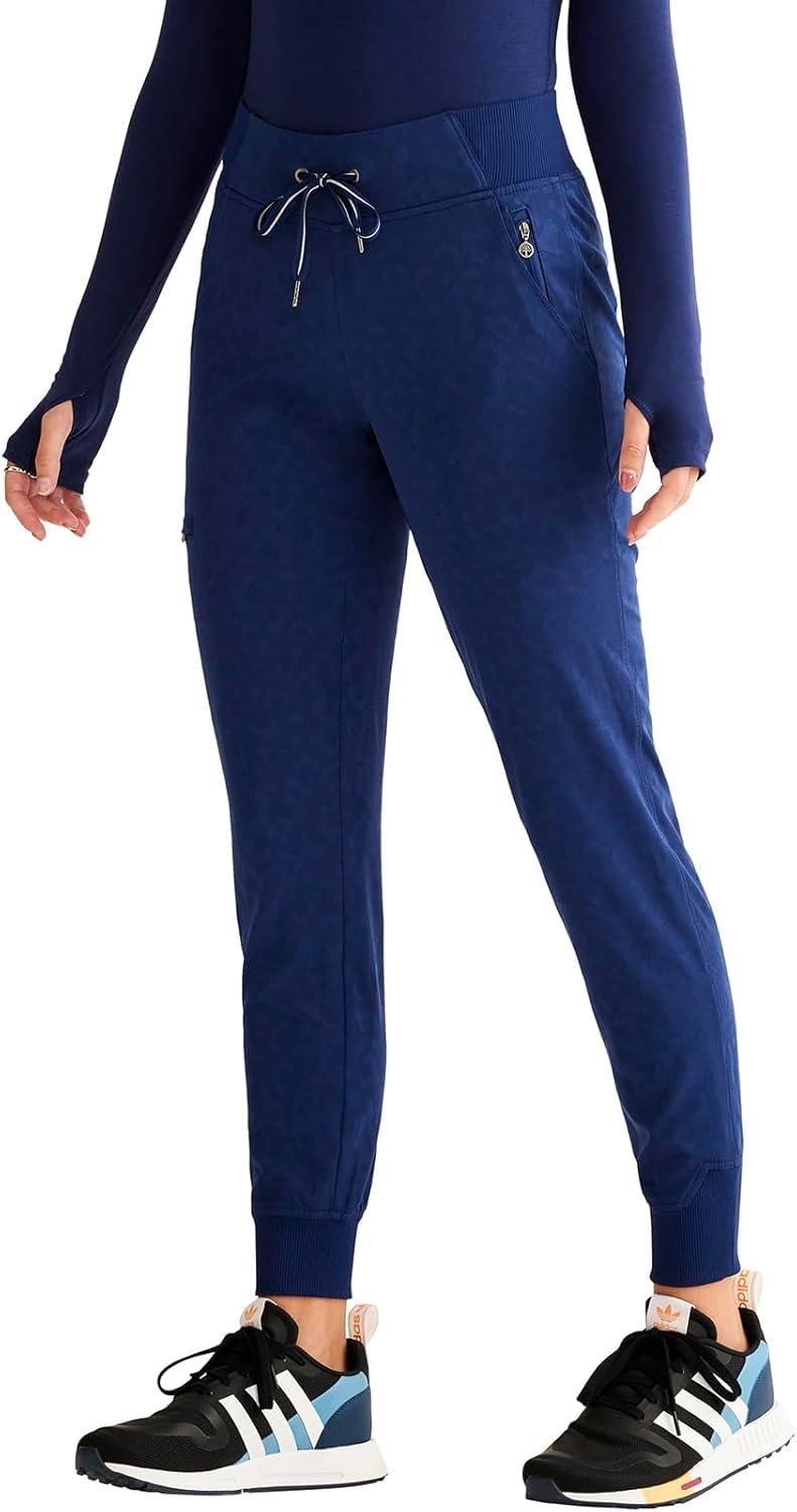 imageHealing Hands Scrubs for Women Jogger Scrub Pant Trinity Bottom with 6 Pockets MidRise Pullon RibKnit Waistband HH003Navy