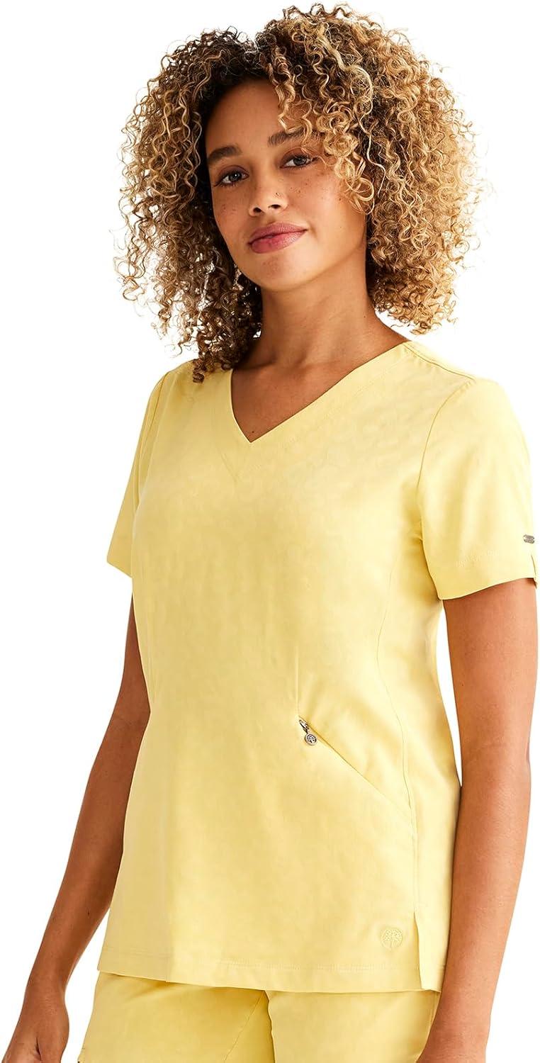 imageHealing Hands Scrubs for Women VNeck Scrub Top Jolie with 2 Zip Pockets Moisture Wicking amp 360 Stretch Fabric HH601Marigold