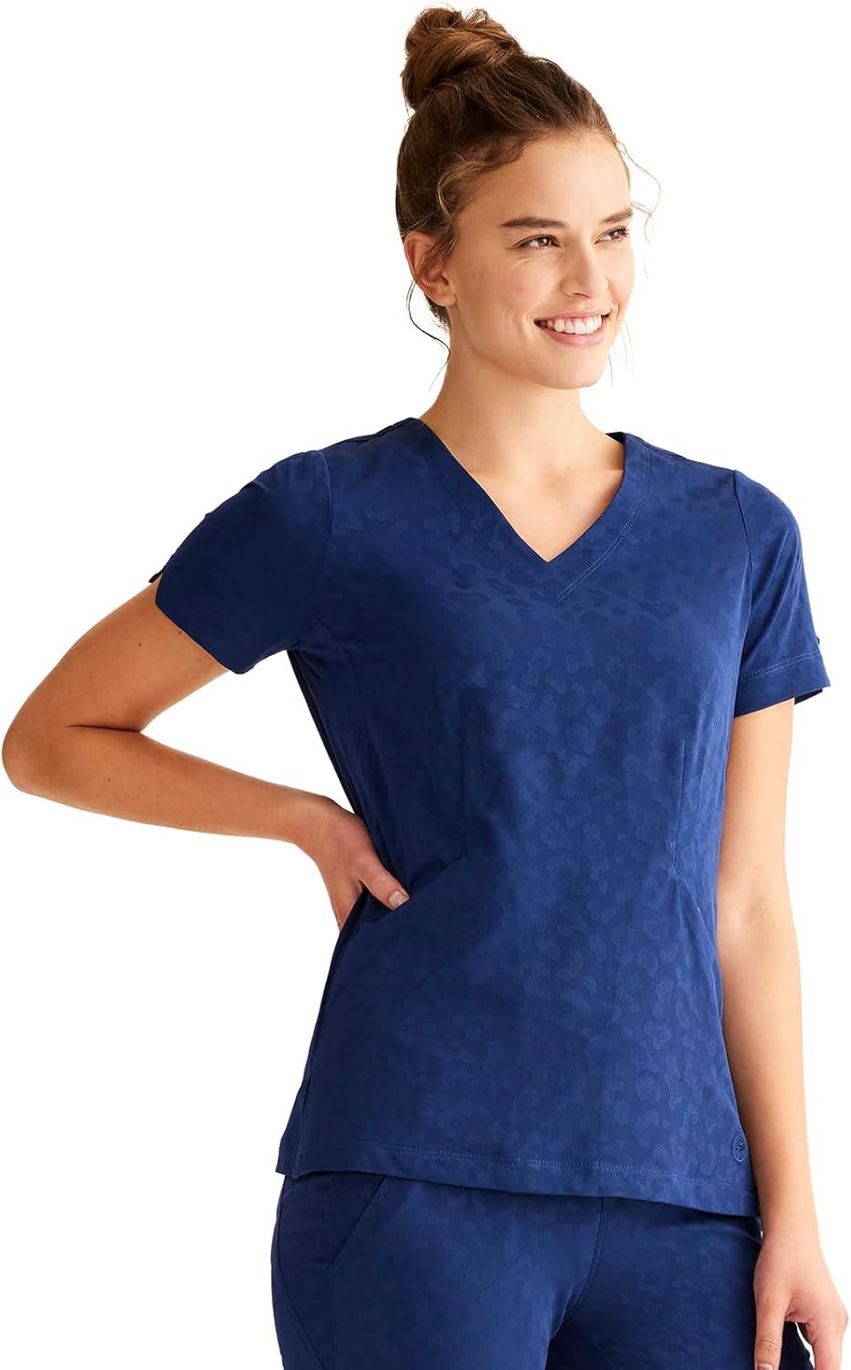 imageHealing Hands Scrubs for Women VNeck Scrub Top Jolie with 2 Zip Pockets Moisture Wicking amp 360 Stretch Fabric HH601Navy