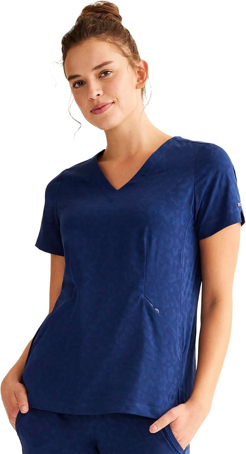 imageHealing Hands Scrubs for Women VNeck Scrub Top Jolie with 2 Zip Pockets Moisture Wicking amp 360 Stretch Fabric HH601Navy