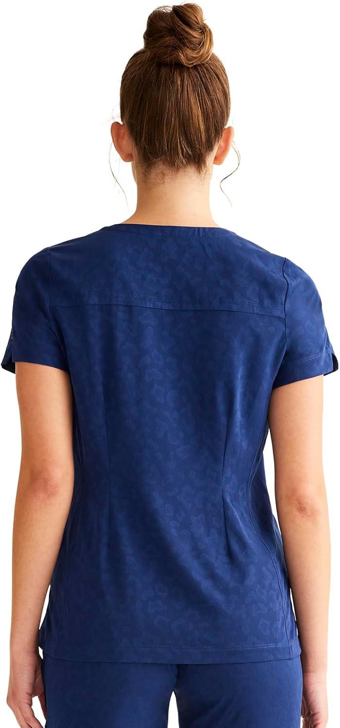 imageHealing Hands Scrubs for Women VNeck Scrub Top Jolie with 2 Zip Pockets Moisture Wicking amp 360 Stretch Fabric HH601Navy