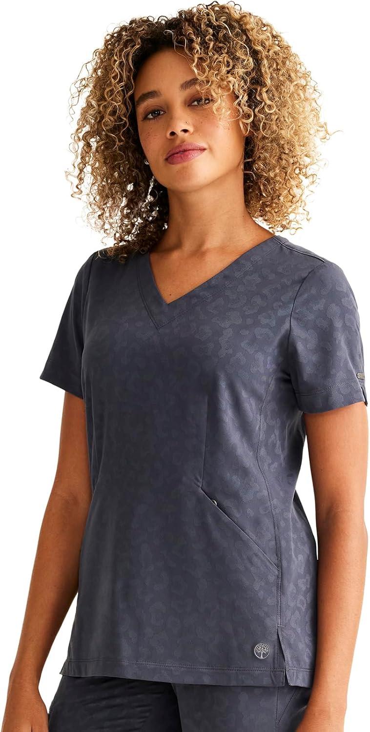 imageHealing Hands Scrubs for Women VNeck Scrub Top Jolie with 2 Zip Pockets Moisture Wicking amp 360 Stretch Fabric HH601Pewter
