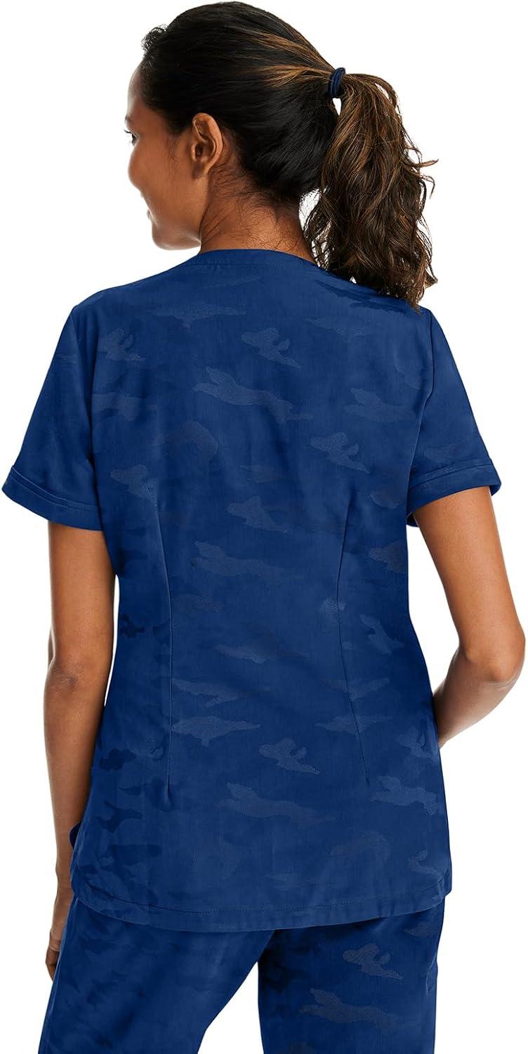 imageHealing Hands Scrubs for Women VNeck Scrub Top Joy Camo with Moisture Wicking360 Stretch amp Quick Dry Fabric 2353Navy