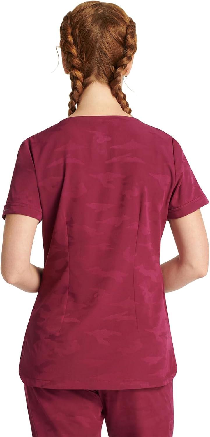 imageHealing Hands Scrubs for Women VNeck Scrub Top Joy Camo with Moisture Wicking360 Stretch amp Quick Dry Fabric 2353Wine