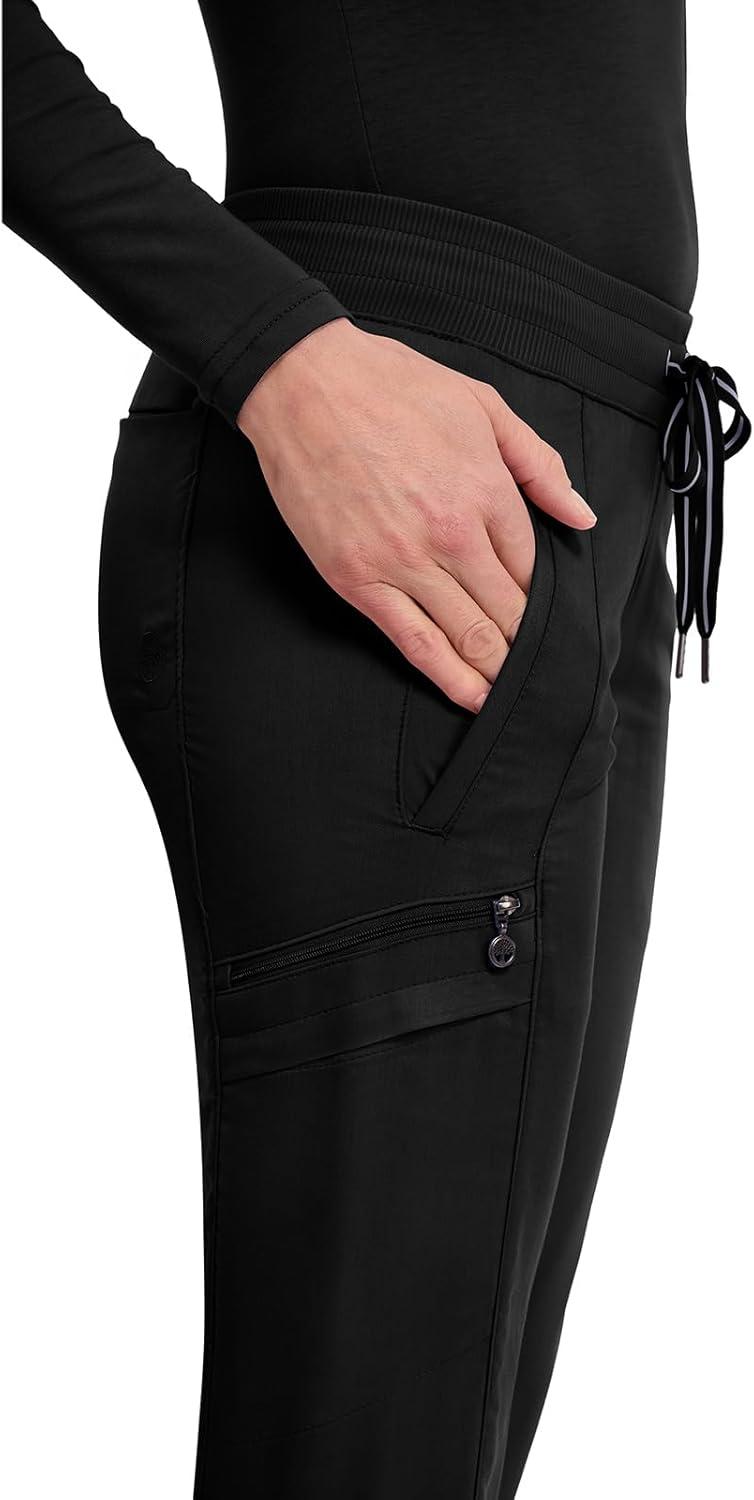 imageHealing Hands Womens Jogger Scrub Pant 7 Pockets Elastic Drawstring with Moisture Wicking amp 2Way Stretch Technology 9244Black