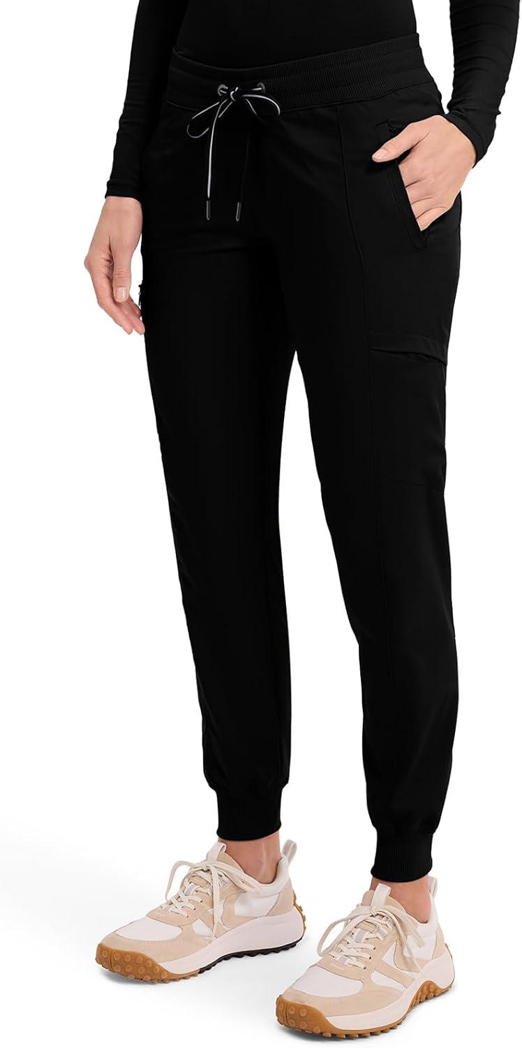 imageHealing Hands Womens Jogger Scrub Pant 7 Pockets Elastic Drawstring with Moisture Wicking amp 2Way Stretch Technology 9244Black