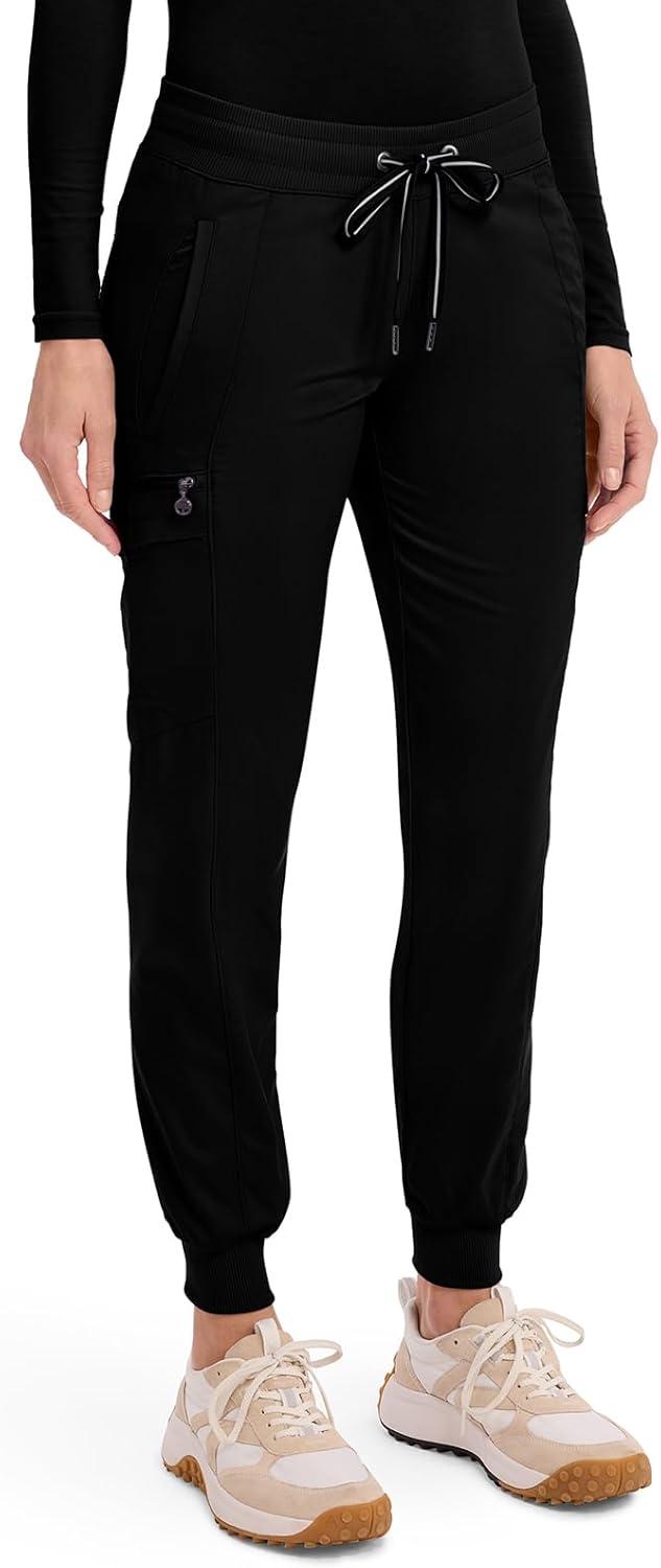 imageHealing Hands Womens Jogger Scrub Pant 7 Pockets Elastic Drawstring with Moisture Wicking amp 2Way Stretch Technology 9244Black