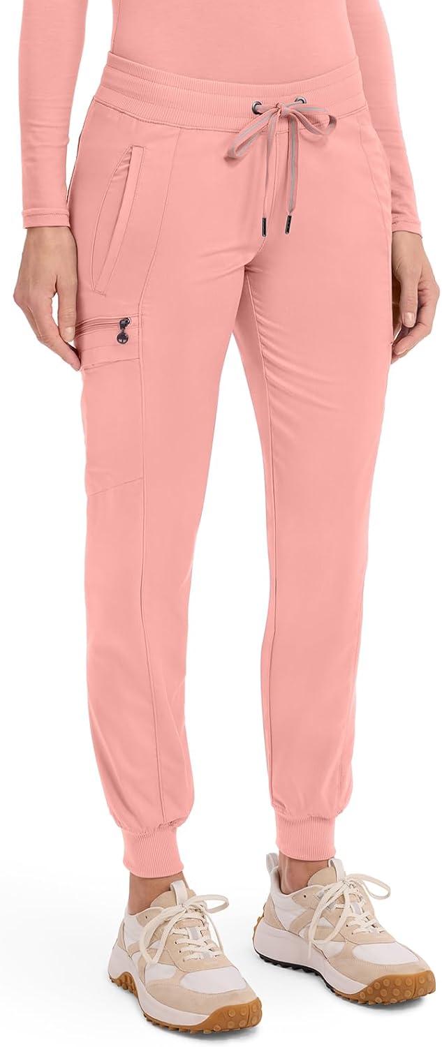 imageHealing Hands Womens Jogger Scrub Pant 7 Pockets Elastic Drawstring with Moisture Wicking amp 2Way Stretch Technology 9244Blushing Peach