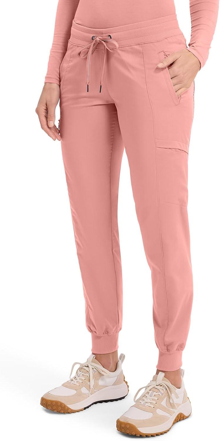 imageHealing Hands Womens Jogger Scrub Pant 7 Pockets Elastic Drawstring with Moisture Wicking amp 2Way Stretch Technology 9244Blushing Peach