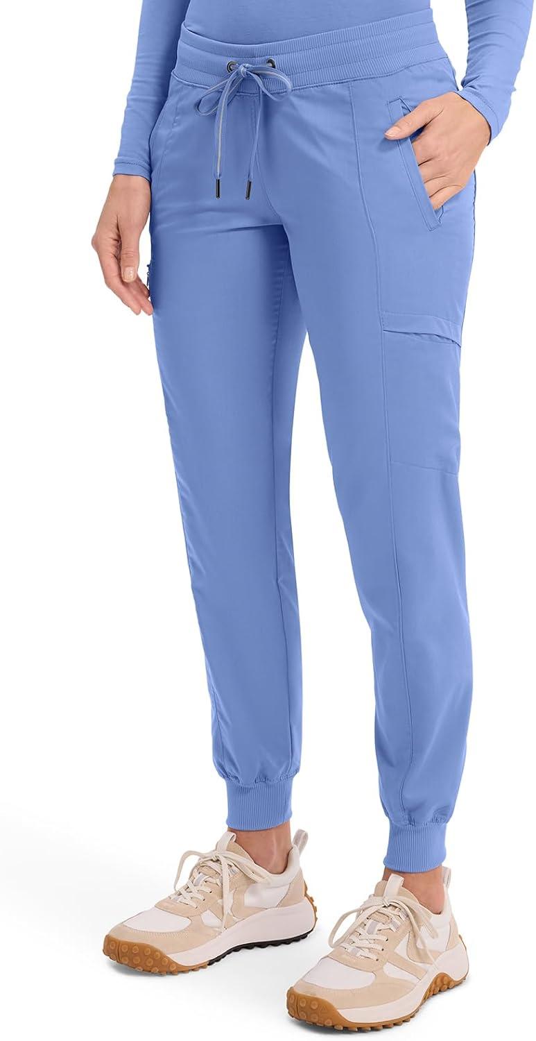 imageHealing Hands Womens Jogger Scrub Pant 7 Pockets Elastic Drawstring with Moisture Wicking amp 2Way Stretch Technology 9244Ceil