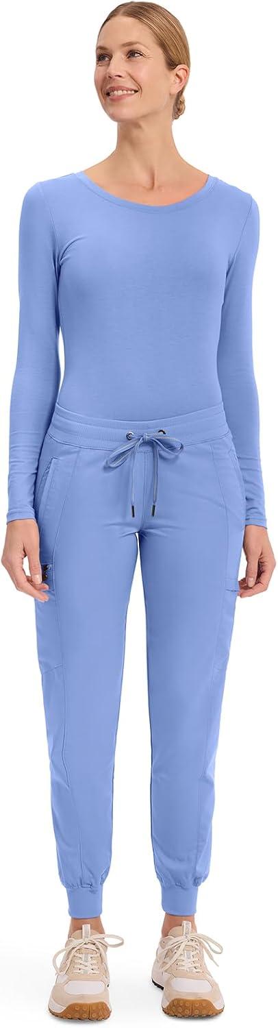 imageHealing Hands Womens Jogger Scrub Pant 7 Pockets Elastic Drawstring with Moisture Wicking amp 2Way Stretch Technology 9244Ceil