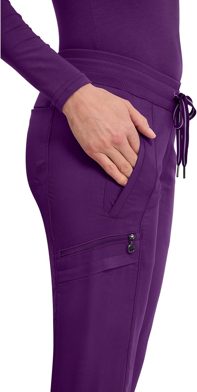 imageHealing Hands Womens Jogger Scrub Pant 7 Pockets Elastic Drawstring with Moisture Wicking amp 2Way Stretch Technology 9244Eggplant