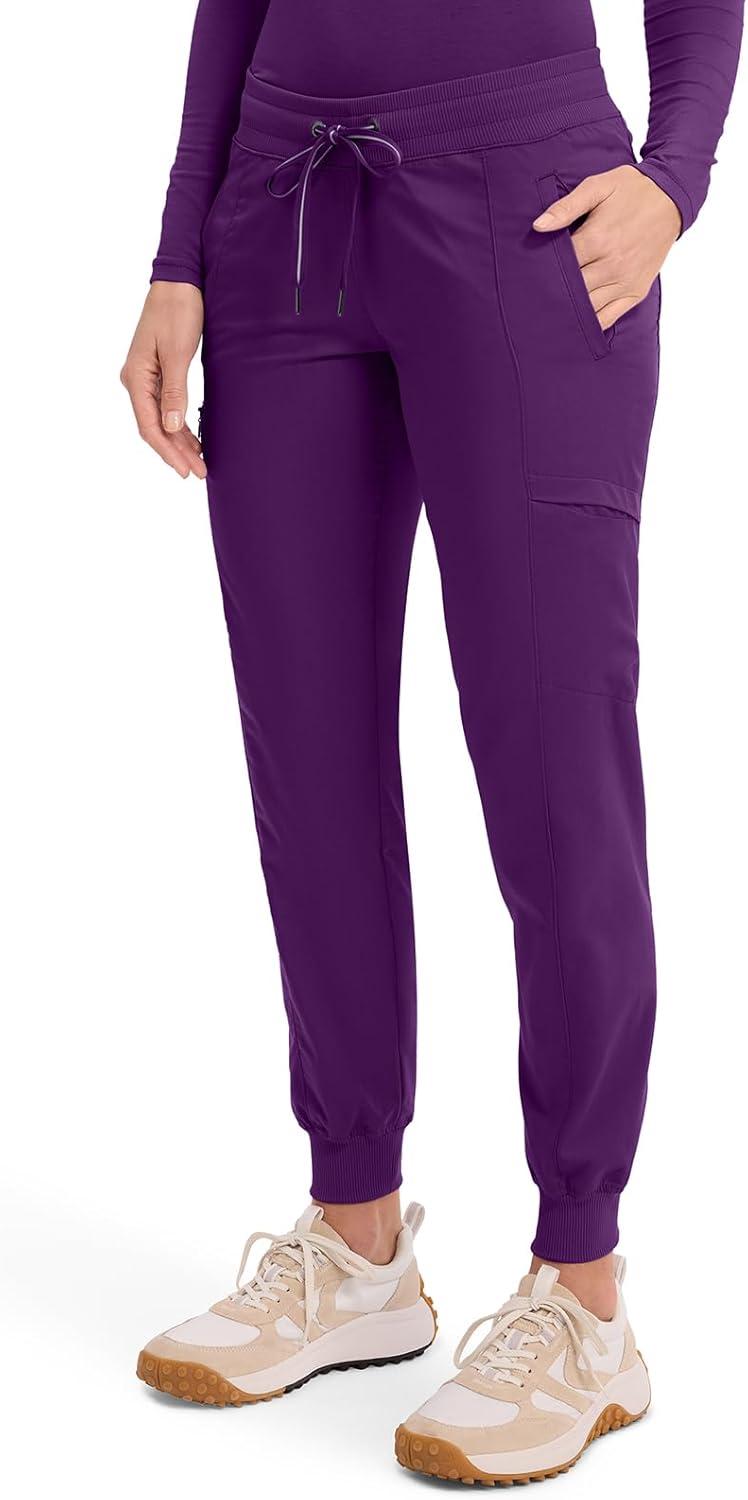 imageHealing Hands Womens Jogger Scrub Pant 7 Pockets Elastic Drawstring with Moisture Wicking amp 2Way Stretch Technology 9244Eggplant