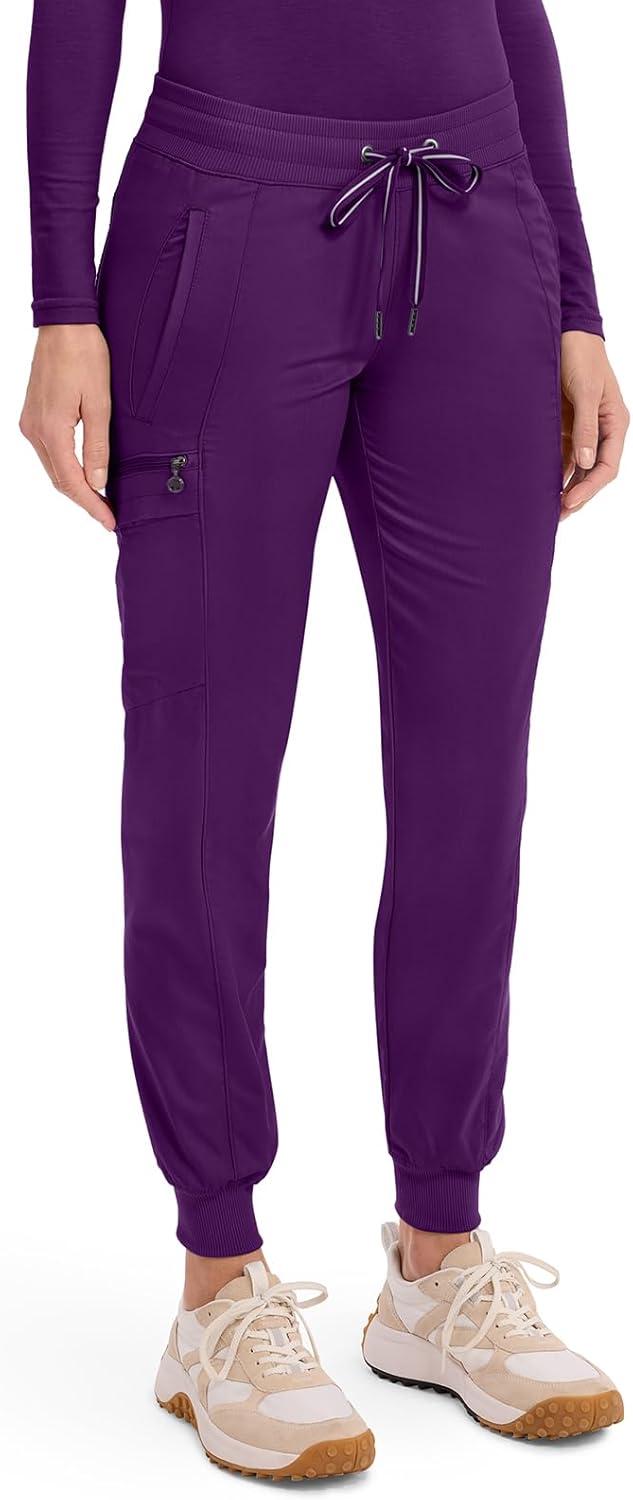 imageHealing Hands Womens Jogger Scrub Pant 7 Pockets Elastic Drawstring with Moisture Wicking amp 2Way Stretch Technology 9244Eggplant