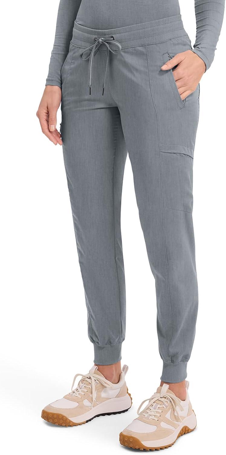 imageHealing Hands Womens Jogger Scrub Pant 7 Pockets Elastic Drawstring with Moisture Wicking amp 2Way Stretch Technology 9244Heather Grey