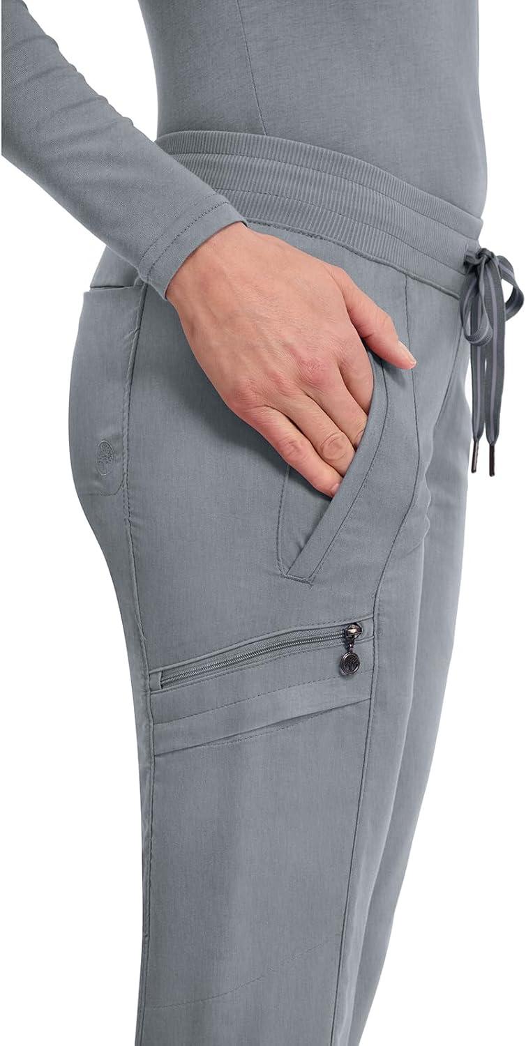 imageHealing Hands Womens Jogger Scrub Pant 7 Pockets Elastic Drawstring with Moisture Wicking amp 2Way Stretch Technology 9244Heather Grey