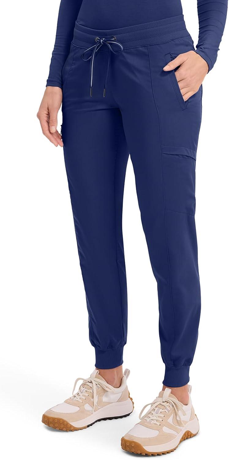 imageHealing Hands Womens Jogger Scrub Pant 7 Pockets Elastic Drawstring with Moisture Wicking amp 2Way Stretch Technology 9244Navy