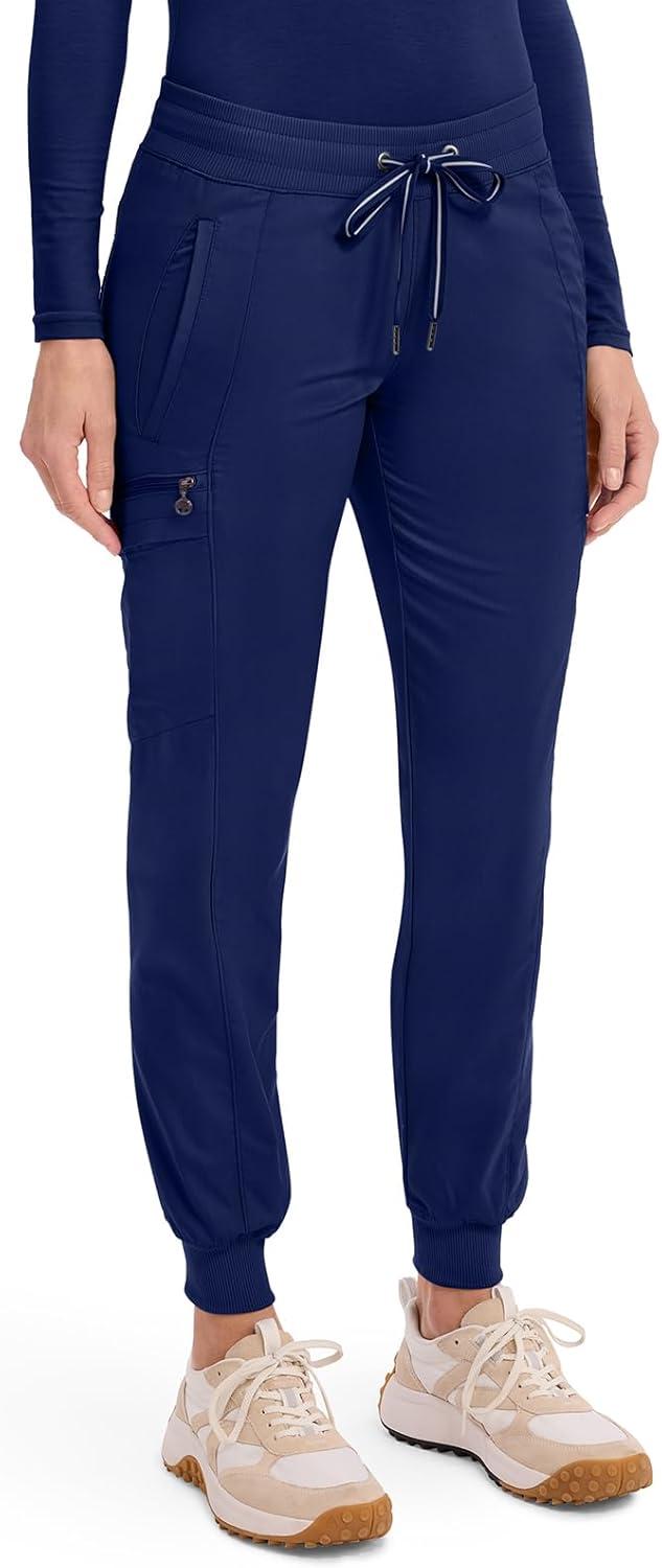 imageHealing Hands Womens Jogger Scrub Pant 7 Pockets Elastic Drawstring with Moisture Wicking amp 2Way Stretch Technology 9244Navy