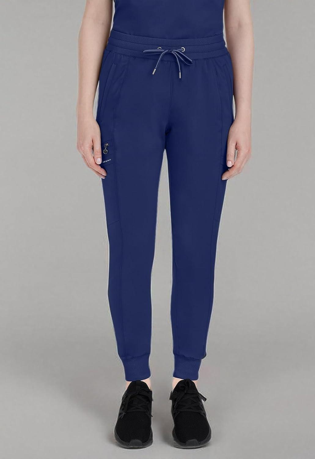 imageHealing Hands Womens Jogger Scrub Pant 7 Pockets Elastic Drawstring with Moisture Wicking amp 2Way Stretch Technology 9244Navy
