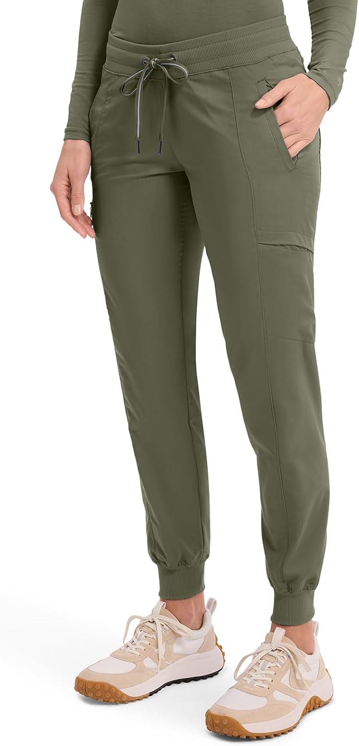 imageHealing Hands Womens Jogger Scrub Pant 7 Pockets Elastic Drawstring with Moisture Wicking amp 2Way Stretch Technology 9244Olive
