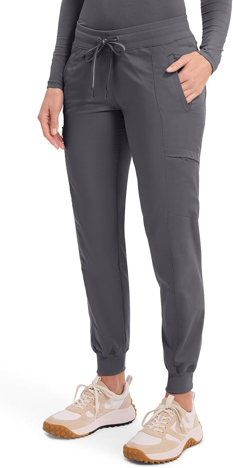 imageHealing Hands Womens Jogger Scrub Pant 7 Pockets Elastic Drawstring with Moisture Wicking amp 2Way Stretch Technology 9244Pewter