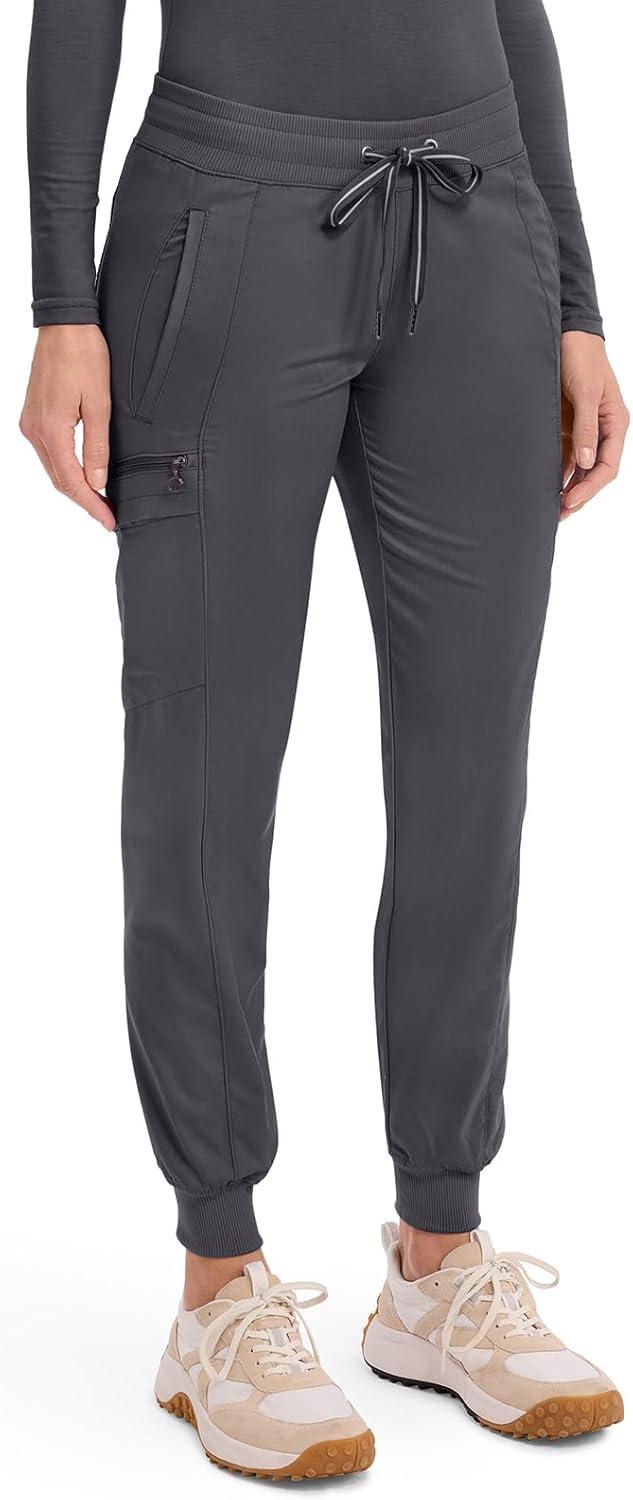 imageHealing Hands Womens Jogger Scrub Pant 7 Pockets Elastic Drawstring with Moisture Wicking amp 2Way Stretch Technology 9244Pewter