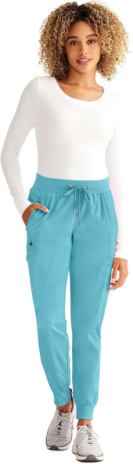 imageHealing Hands Womens Jogger Scrub Pant 7 Pockets Elastic Drawstring with Moisture Wicking amp 2Way Stretch Technology 9244Spectra Blue