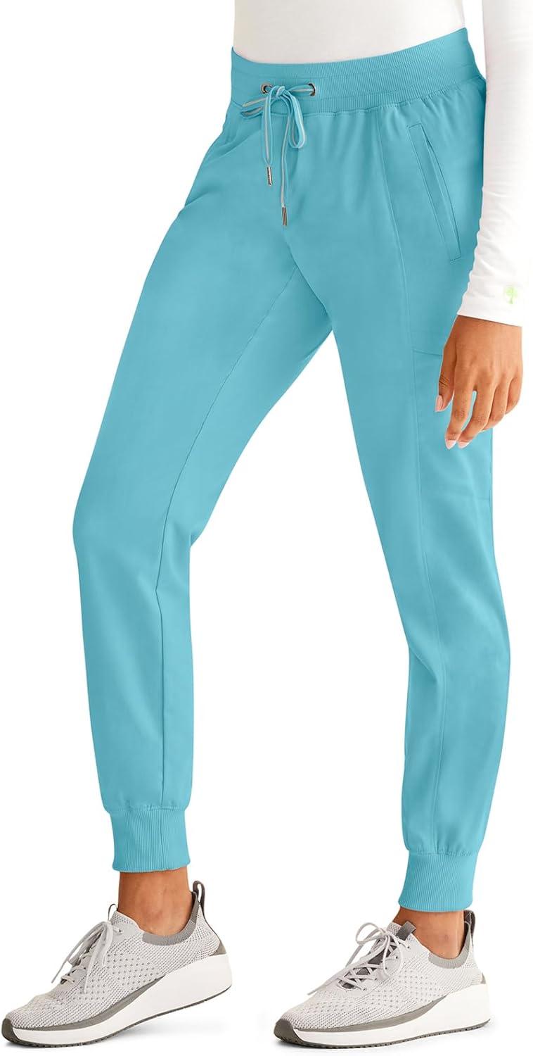 imageHealing Hands Womens Jogger Scrub Pant 7 Pockets Elastic Drawstring with Moisture Wicking amp 2Way Stretch Technology 9244Spectra Blue