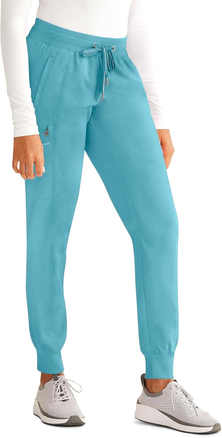 imageHealing Hands Womens Jogger Scrub Pant 7 Pockets Elastic Drawstring with Moisture Wicking amp 2Way Stretch Technology 9244Spectra Blue