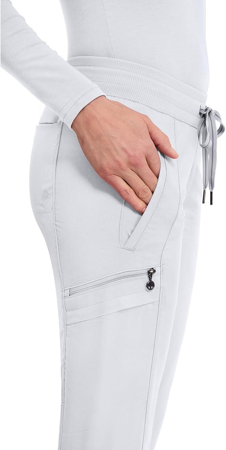 imageHealing Hands Womens Jogger Scrub Pant 7 Pockets Elastic Drawstring with Moisture Wicking amp 2Way Stretch Technology 9244White