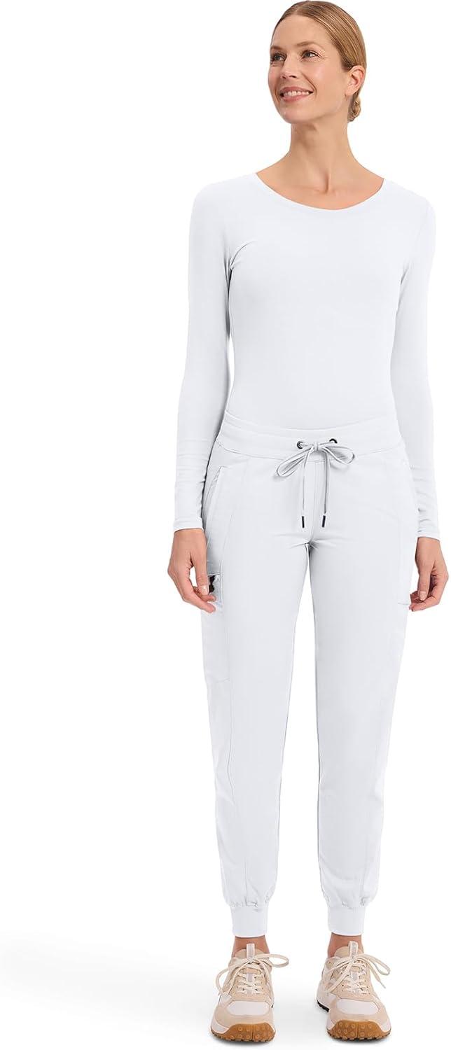 imageHealing Hands Womens Jogger Scrub Pant 7 Pockets Elastic Drawstring with Moisture Wicking amp 2Way Stretch Technology 9244White