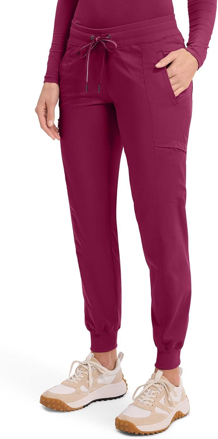 imageHealing Hands Womens Jogger Scrub Pant 7 Pockets Elastic Drawstring with Moisture Wicking amp 2Way Stretch Technology 9244Wine