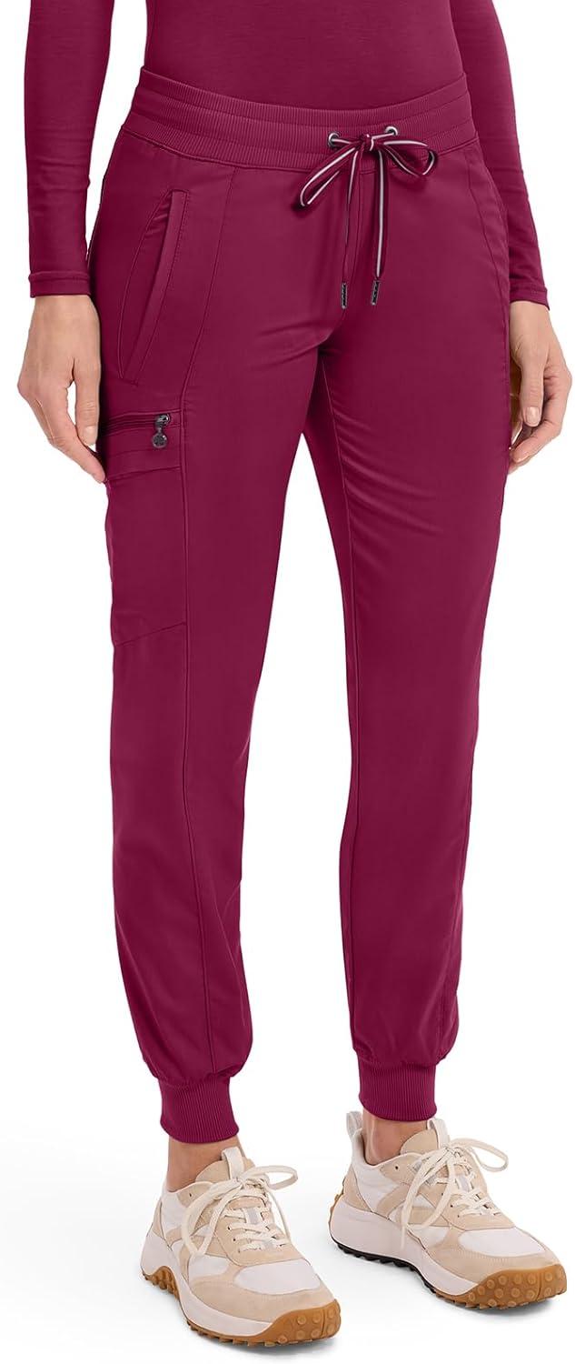 imageHealing Hands Womens Jogger Scrub Pant 7 Pockets Elastic Drawstring with Moisture Wicking amp 2Way Stretch Technology 9244Wine