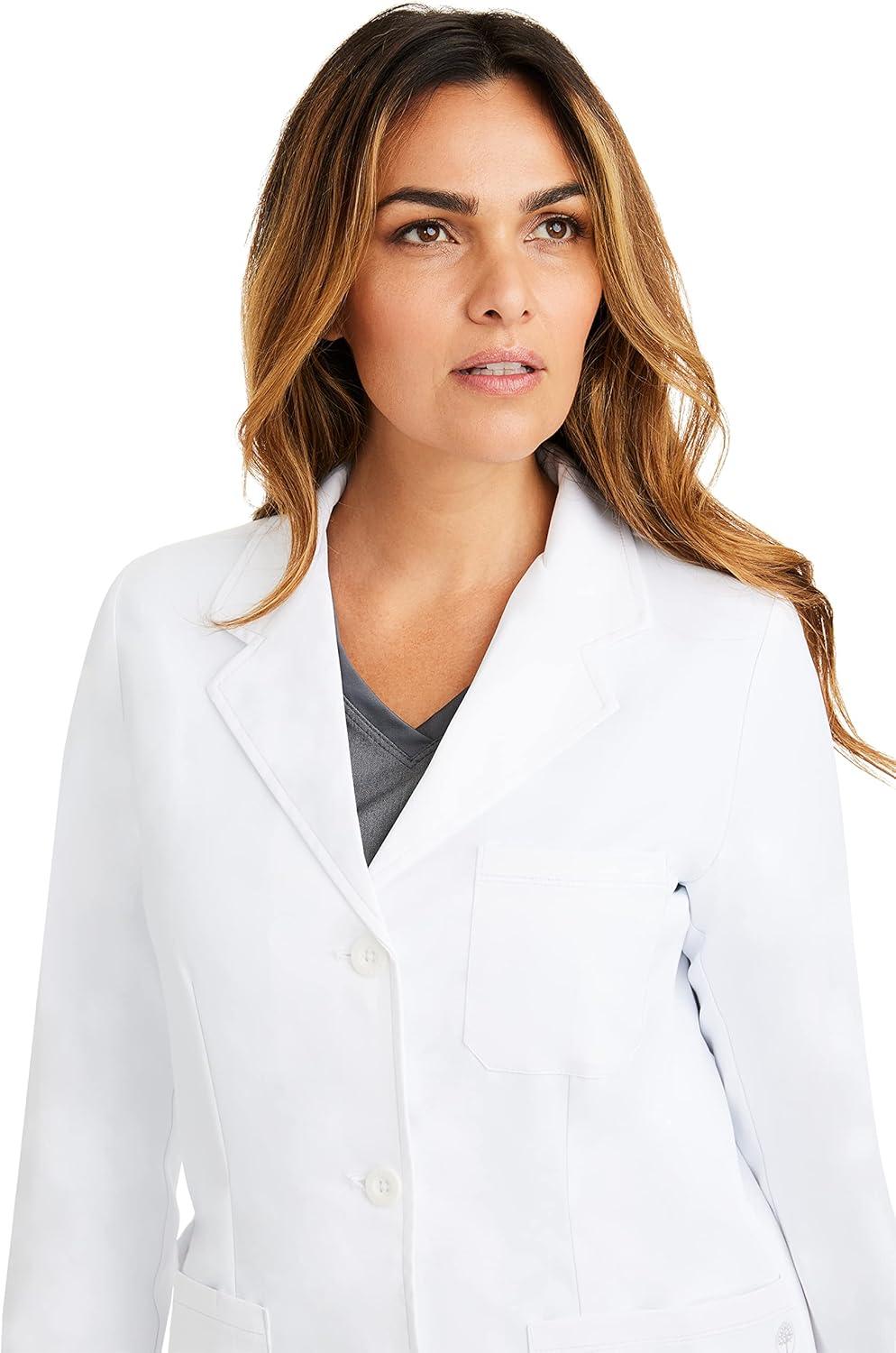 imageHealing Hands Womens Lab Coat with 4 Pockets Moisture Wicking amp 2Way Stretch Fabric Button Front Consultation Coat 5160White